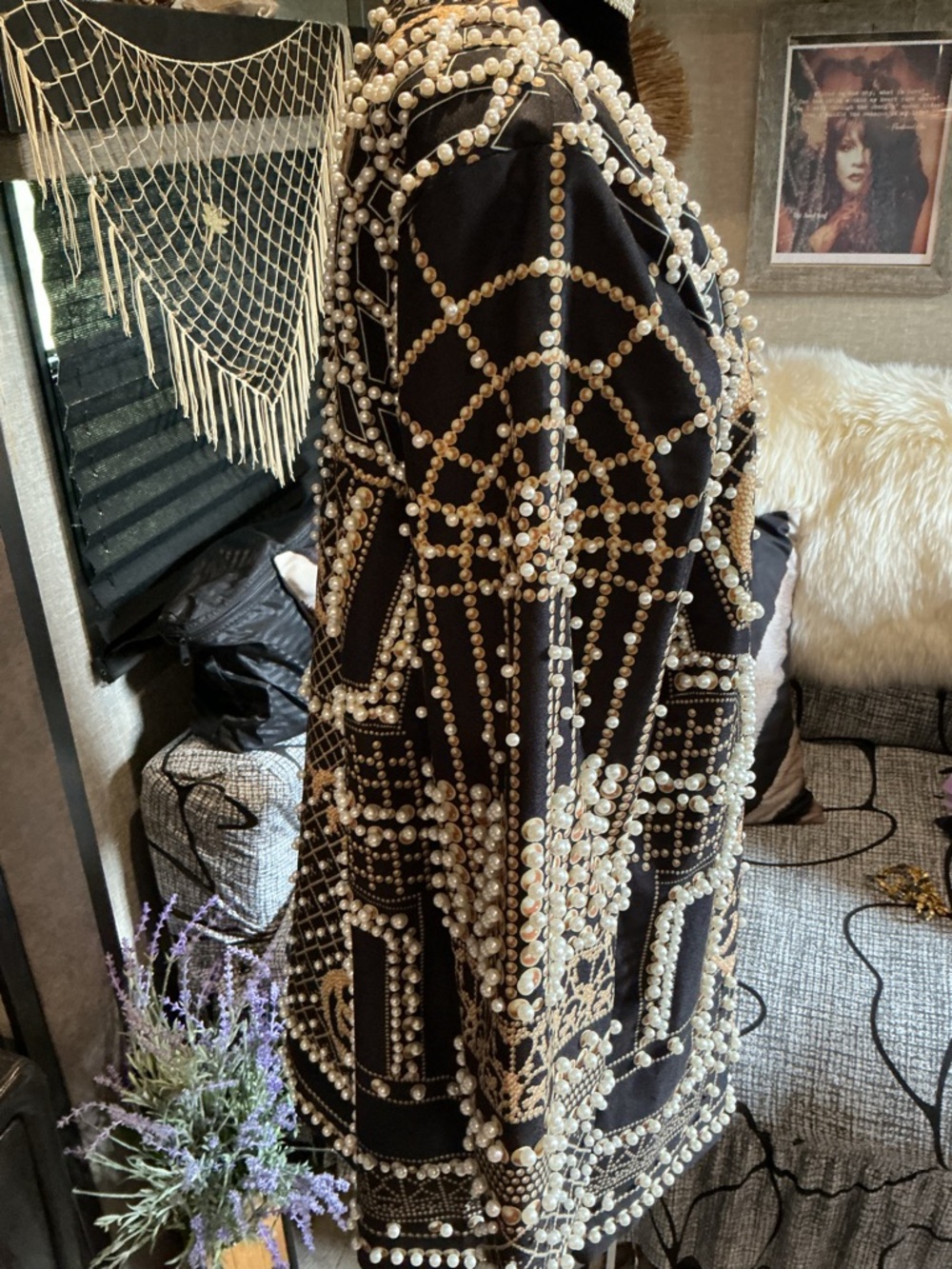 Embellished Black and Gold Pearl Beaded Jacket XXL NWOT - Picture 5 of 14